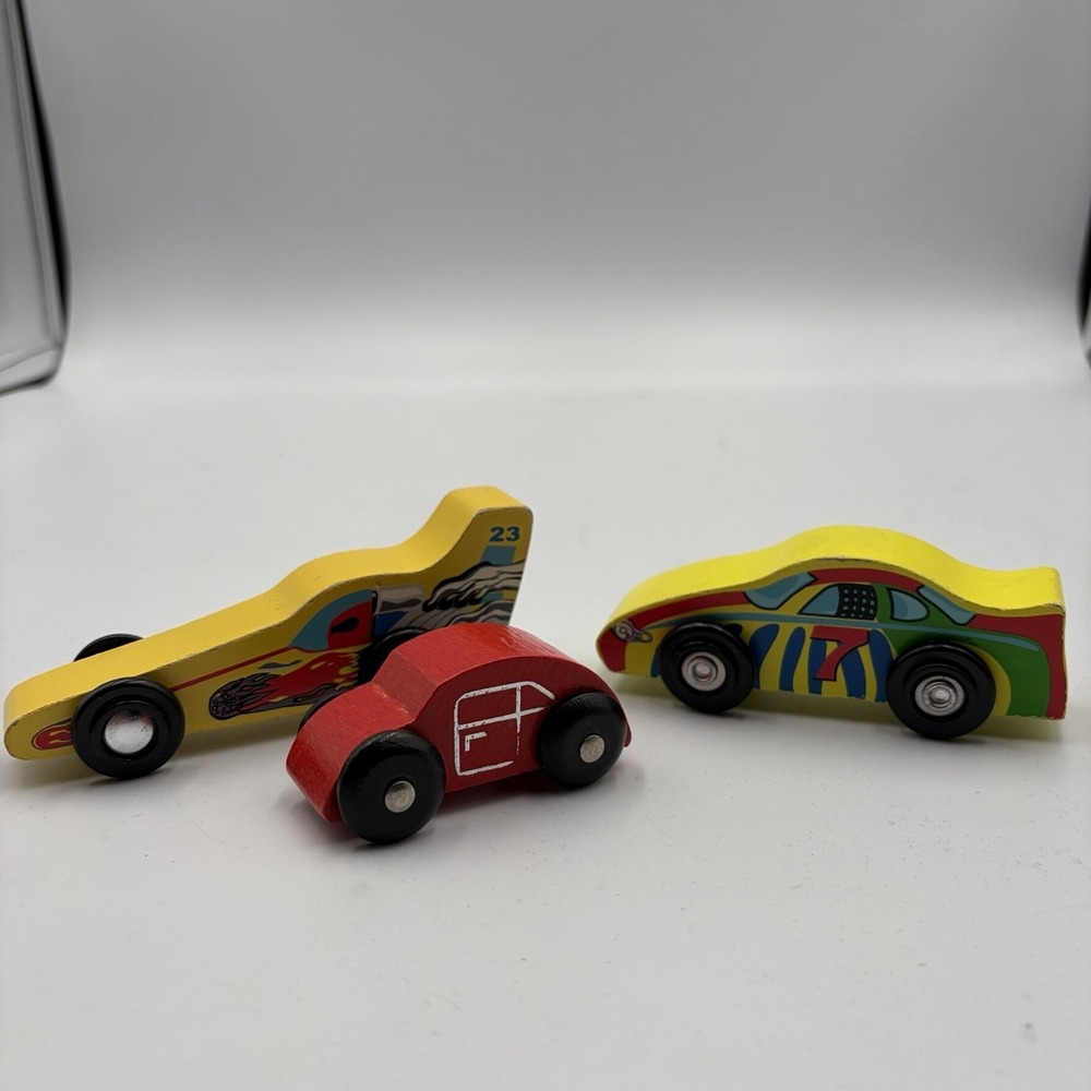 Wooden Track Cars from the Melissa and Doug 3 Race cars Ch10278 Red And Yellow